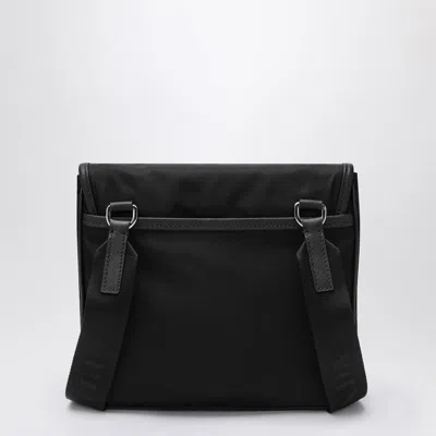 Prada Fabric Leather Shoulder Bag Adjustable Strap Front Flap In Black