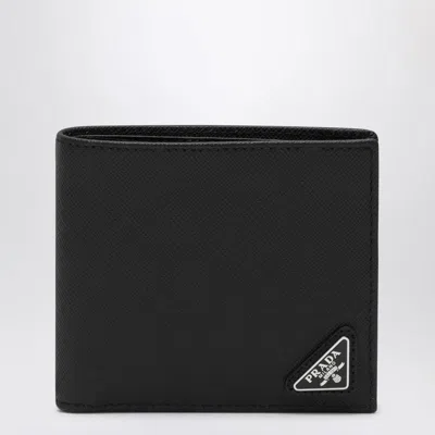 Prada Bi-fold Wallet With Saffiano Leather Coin Purse Accessories In Black