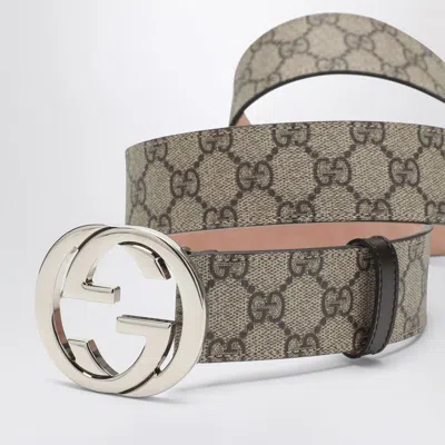 Gucci Gg Supreme Belt With Interlocking G Buckle In Gray