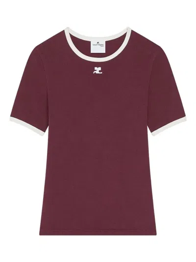 Courrèges Heritage Short Sleeve Contrast T-shirt In Red