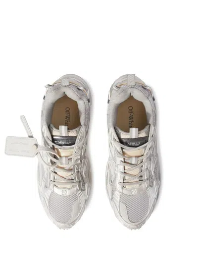 Off-white Ow Be Right Grey Low Top Sneakers With Zip-tie Detail In Mesh And Leather Man In Gray