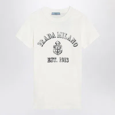 Prada T-shirt With Logo Print In White