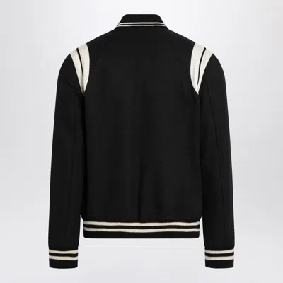 Saint Laurent Wool Bomber Jacket In Black