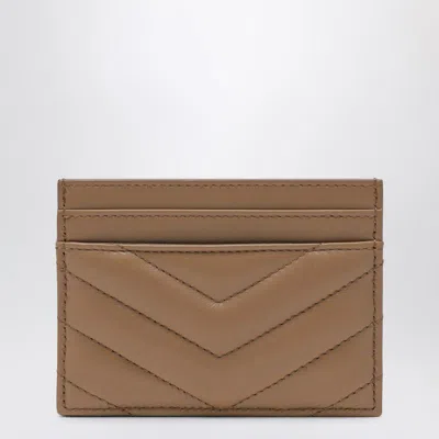 Saint Laurent Cassandre Card Holder Beige In Brown