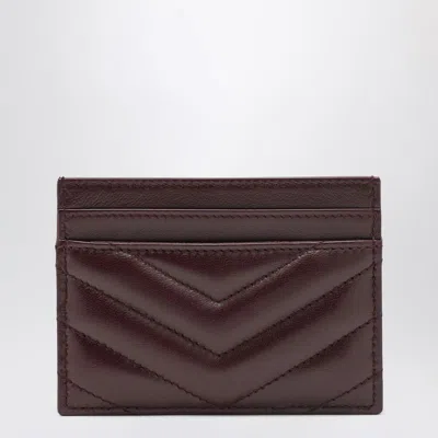 Saint Laurent Bordeaux Cassandre Card Holder In Brown