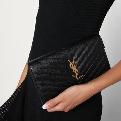 Saint Laurent Black Cassandre Chain Clutch Bag Women In Black