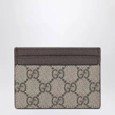 Gucci Women Ophidia Card Case In Gg Supreme In Brown