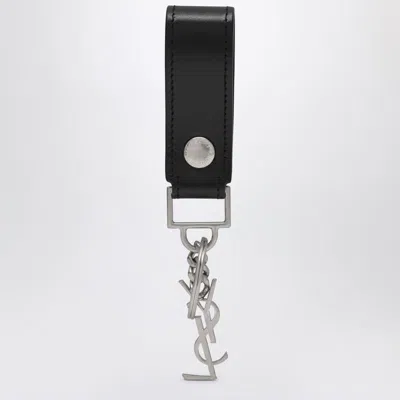 Saint Laurent Cassandre Leather Key-holder In Black