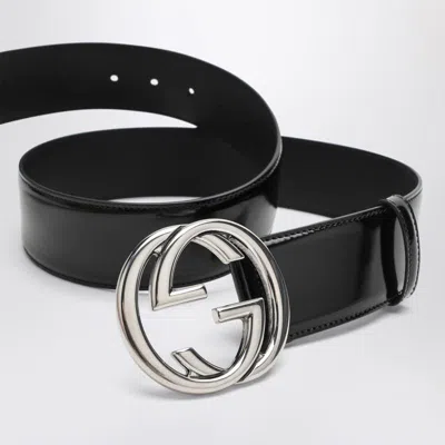 Gucci Interlocking G Leather Belt In Black