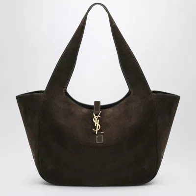 Saint Laurent Le 5 A 7 Bea Suede Logo Plaque Tote Bag In Blue