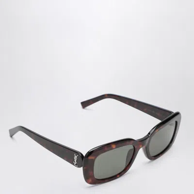 Saint Laurent Rectangular Tortoiseshell Sunglasses Dark Lenses In Brown