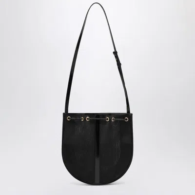 Saint Laurent Daryl Mesh Shoulder Bag With Leather Trim In Black