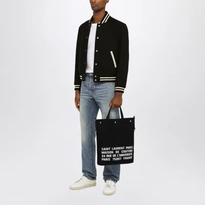 Saint Laurent Classic Black Canvas Tote Handbag For Men In Black
