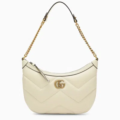 Gucci Small Gg Marmont Leather Shoulder Bag In White
