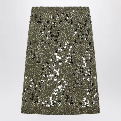 Gucci Dark Green Viscose And Tweed Blend Skirt Women