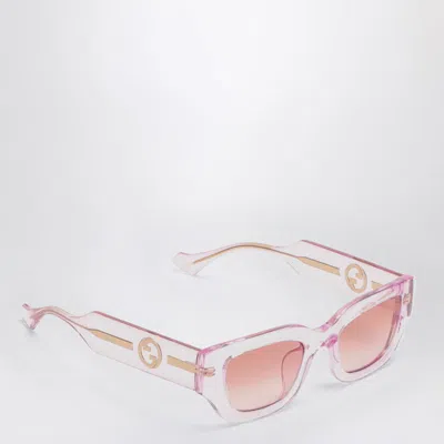 Gucci Low Bridge Rectangular Sunglasses In Pink