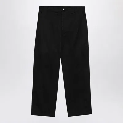 Gucci Black Cotton Pants With Web Detail Men In Black