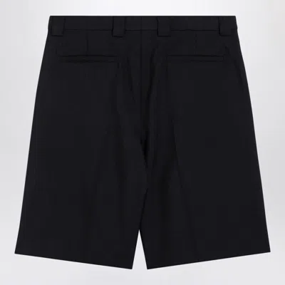 Gucci Black Bermuda Shorts With Web Detail In Wool Man In Black