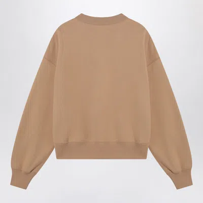 Gucci Caramel-coloured Sweatshirt With Printed Logo In Brown