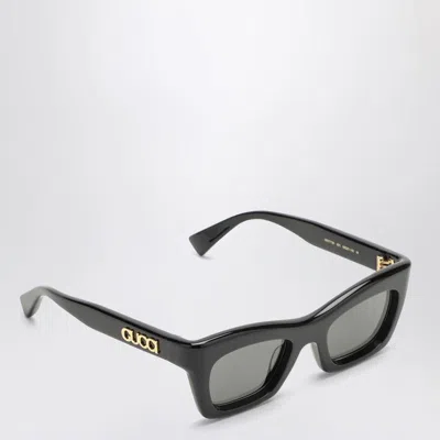 Gucci Black Rectangular Sunglasses In Black