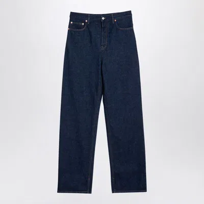 Gucci Logo Patch Straight-leg Jeans In Blue