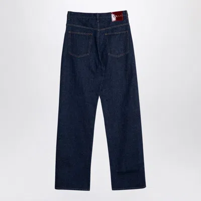Gucci Logo Patch Straight-leg Jeans In Blue