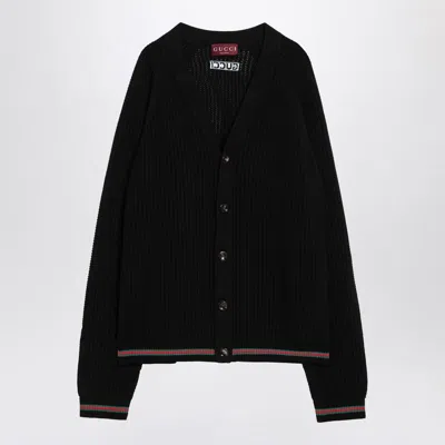 Gucci Knitwear V Neck Striped Cuffs In Black