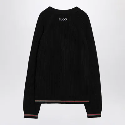 Gucci Knitwear V Neck Striped Cuffs In Black