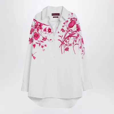 Gucci Floral Cotton Poplin Shirt In White