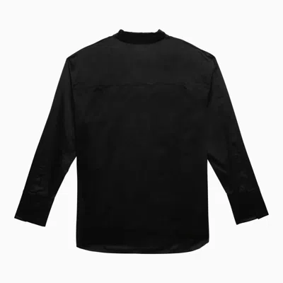 Saint Laurent Long-sleeved Silk Shirt In Black