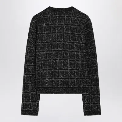 Gucci Women's Black/silver Wool And Lamã© Checked Cardigan | Size Medium | 805754xkedi In Gray