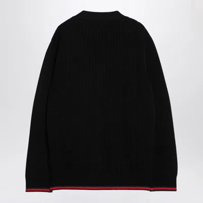 Gucci Knitwear V Neck Striped Cuffs In Black