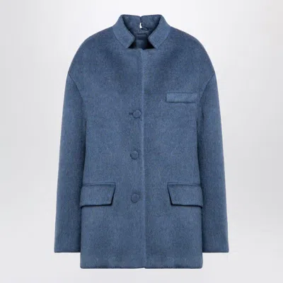 Gucci Wool Blend Melange Aviator Jacket Women In Blue