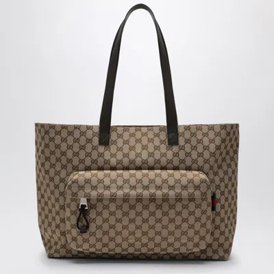 Gucci Large Shopping Bag In Gg Fabric In Neutral