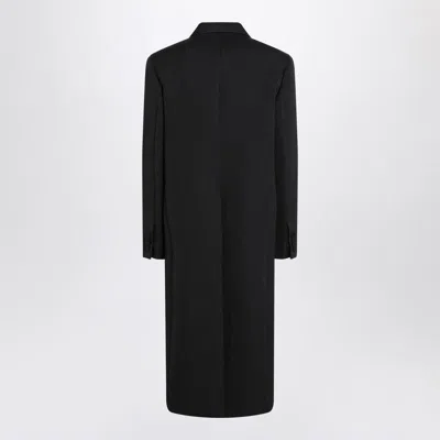 Gucci Grey Double-breasted Coat With Web Detail In Wool Man In Gray