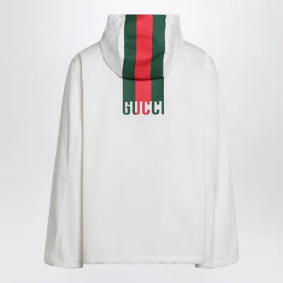 Gucci Cotton Web Hooded Drawstring Jacket In White