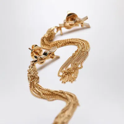 Saint Laurent Cassandre Dangling Earrings In Brown