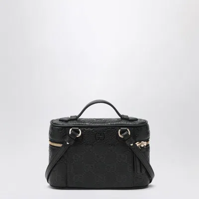 Gucci Small Borsa Gg Embossed Top Handle Bag In Black