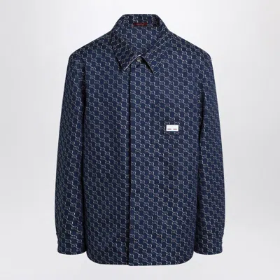 Gucci Gg Shadow-jacquard Cotton Jacket In Blue