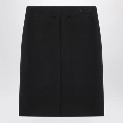 Gucci High Waist Knee-length Skirt With Back Slit And Side Pockets In Black