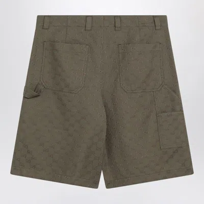 Gucci Mens Rusty Green Regular-fit Monogram Cotton-blend Shorts In Brown