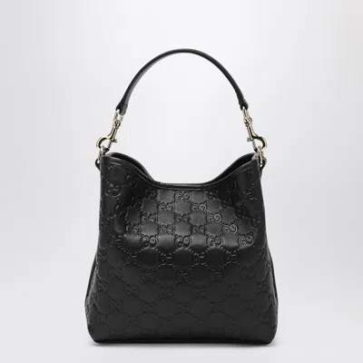 Gucci Small Gg Embossed Bucket Bag In Black