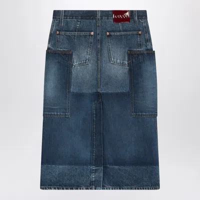 Gucci Patchwork Blue Skirt In Denim Women In Blue