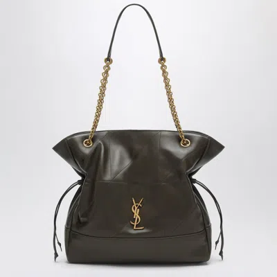 Saint Laurent Brown Leather Shopping Bag Jamie In Green
