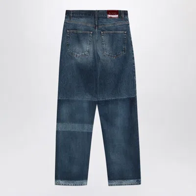 Gucci Two-tone Wide-leg Jeans With Stone-washed Treatment In Blue