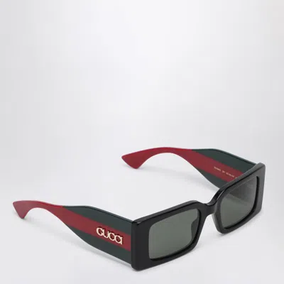 Gucci Rectangular Sunglasses In Glossy In Black