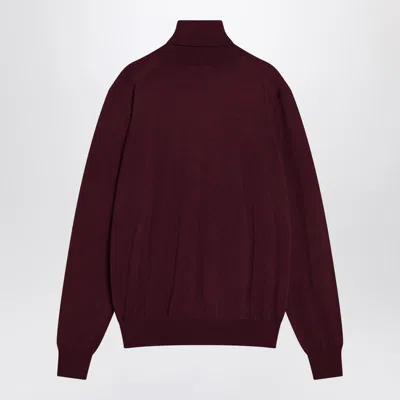 Saint Laurent Wool Sweater With Turtleneck In Burgundy