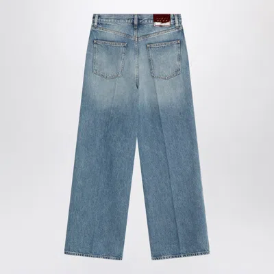 Gucci Wide Light Jeans With Faded Effect In Blue