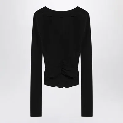 Saint Laurent Silk Ruffled Blouse In Black