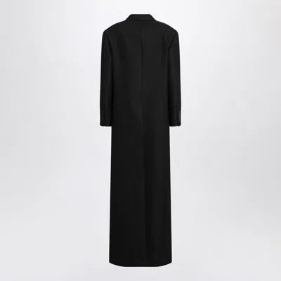 Gucci Silk And Wool Jacquard Gg Double-breasted Coat In Black